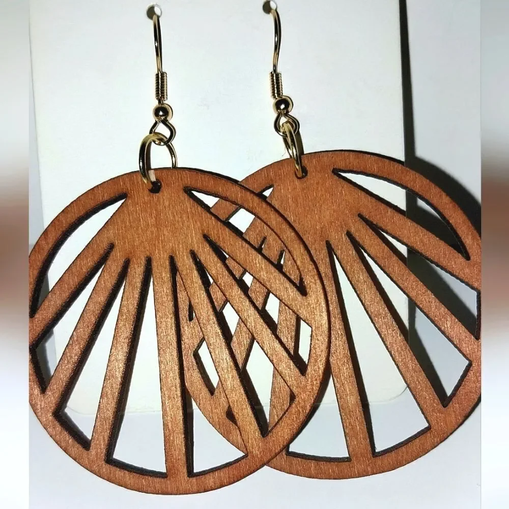 Ladies Gorgeous Hollow Wooden Earrings